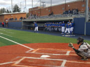 Jeff Reeburgh catches for Union High School during a high school baseball