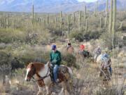 The writer&#039;s dad, George Fink, leads the pack on a family trail ride through the desert.