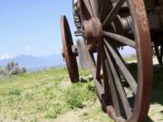 A historic wagon is on display at the National Historic Oregon Trail Interpretive Center near Baker City, Ore.