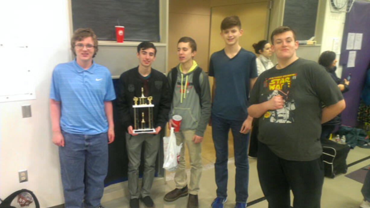 La Center: The La Center High School chess team, from left: Chase Jamieson, Loren Brown, Erik Christensen, James Carmona and Larsen Winger.