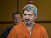 Brent Ward Luyster, the man accused in a Woodland triple-homicide over the summer and attempted jail escape last month, looks at people in the gallery during his arraignment Monday morning, March 6, 2017, in Clark County Superior Court.