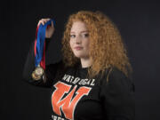 Washougal&#039;s Abby Lees, the all-region girls wrestler of the year, is pictured in The Columbian&#039;s photo studio Friday afternoon, Feb. 24, 2017.