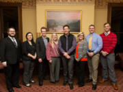 Nominees pictured with Mayor Tim Leavitt, from left, Bradley Richardson, Whitney McMillin, Sean Philbrook, Jenny Thompson, Leavitt, Katie Archer, Alex Major and Michael Pond.