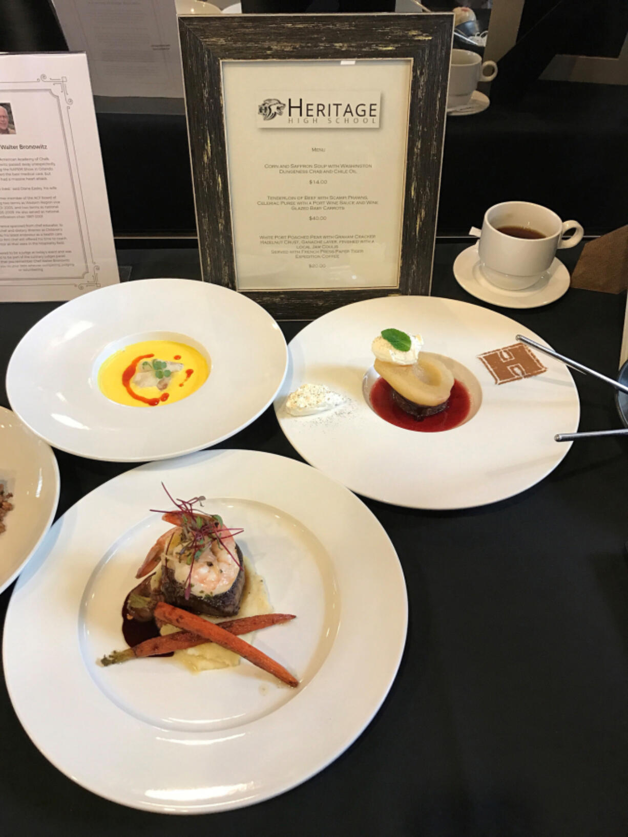 Orchards: Some of the dishes cooked by Heritage High School students during the Washington Hospitality Association&#039;s Regional Pro Start Invitational, in which they placed third in the culinary competition.