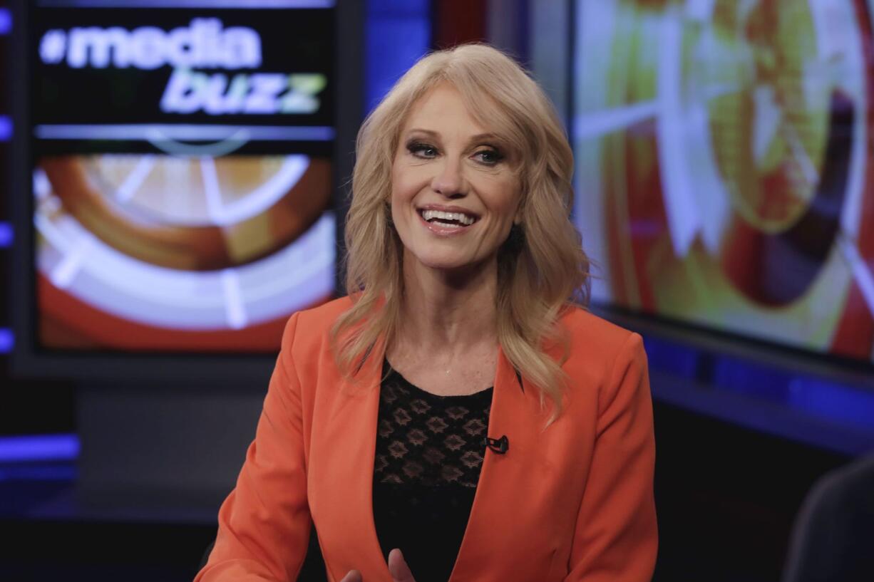 White House counselor Kellyanne Conway is interviewed by Howard Kurtz during a taping of his "MediaBuzz" program on the Fox News Channel in New York, Friday, March 10, 2017.