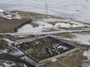 The site where the final phase of the Dakota Access pipeline will take place with boring equipment routing the pipeline underground and across Lake Oahe to connect with the existing pipeline in Emmons County near Cannon Ball, N.D.