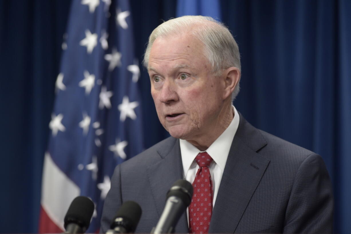 Attorney General Jeff Sessions speaks in Washington on March 6, 2017. Christopher Anders, an attorney with the American Civil Liberties Union, has filed a complaint against Sessions with the Alabama State Bar over his testimony during his Senate confirmation process regarding contact he had with Russia.