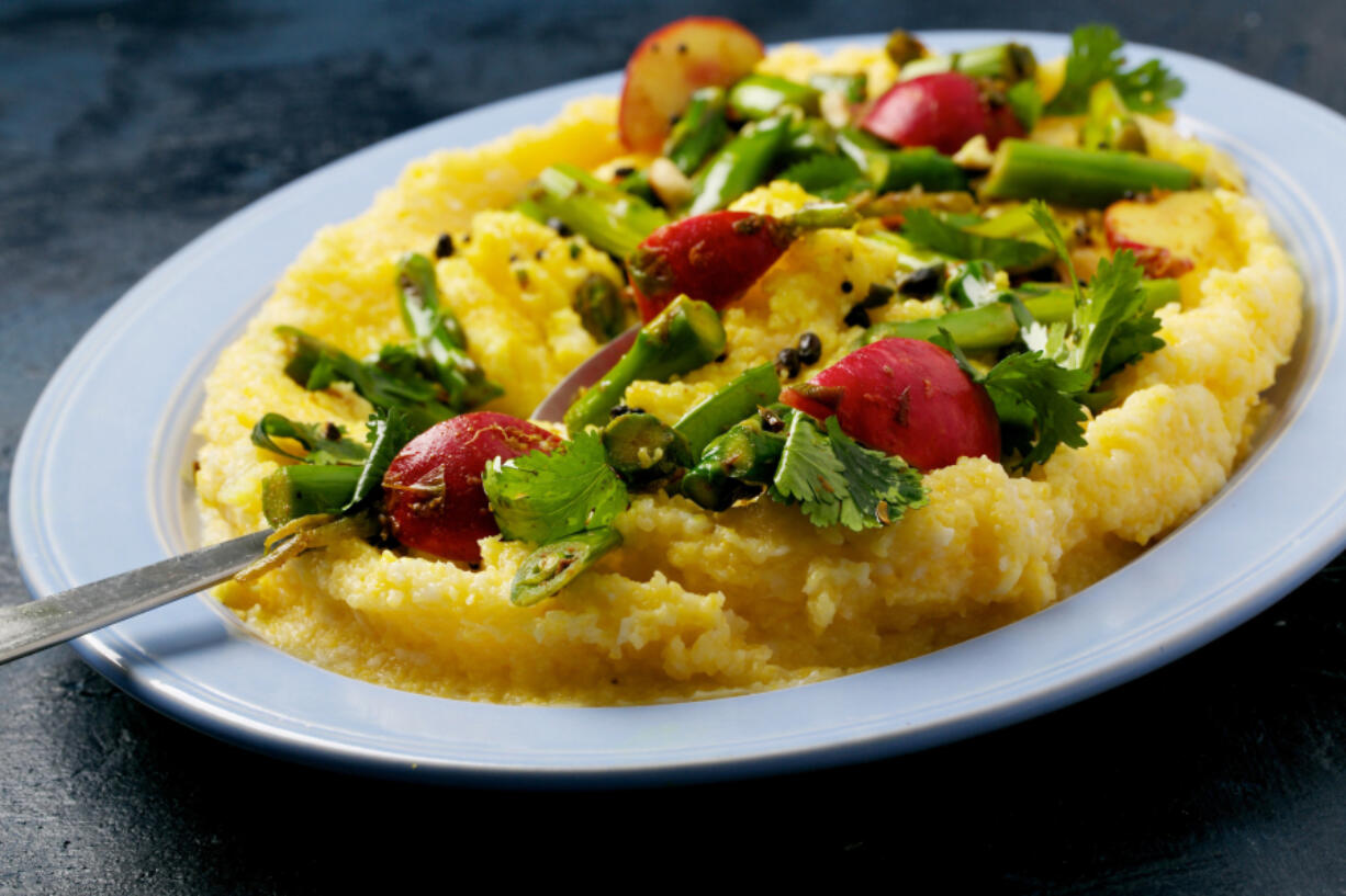 Spiced Spring Vegetables and Coconut Polenta.