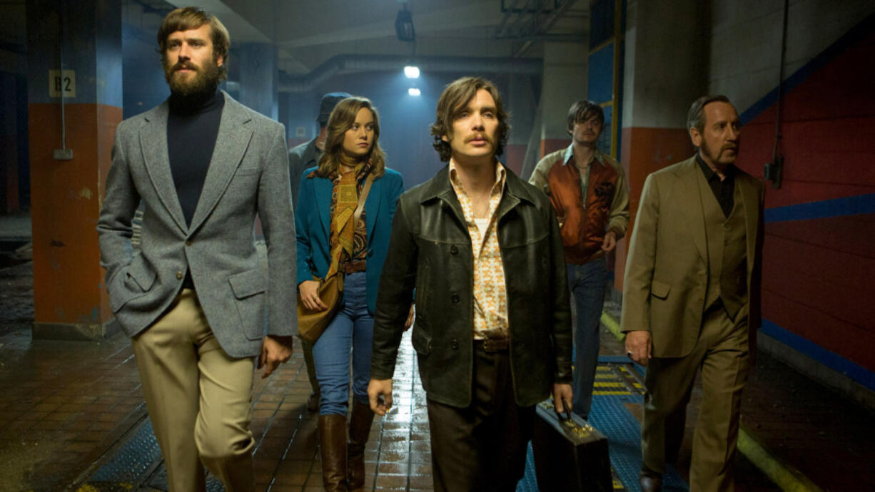 Armie Hammer, Brie Larson, Cillian Murphy, Sam Riley and Michael Smiley in &quot;Free Fire.&quot; (Kerry Brown/A24)