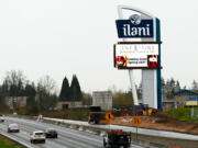 The sign on Interstate 5 for the soon-to-open Ilani Casino Resort.