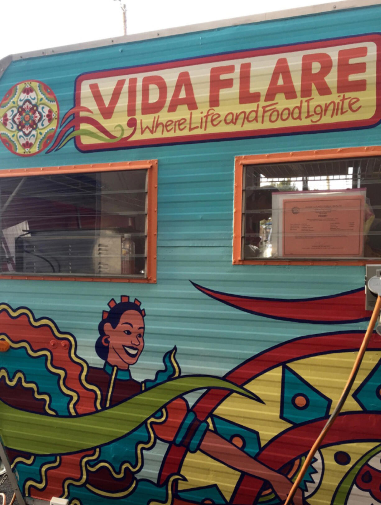 Information about the Vida Flare food truck&#039;s whereabouts at any given time is available on its website, www.vidaflare.com.