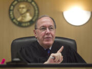 District Court Judge Vernon L. Schreiber presides over the Veterans Court at the Clark County Courthouse in Vancouver on Wed., Sept. 24, 2014. Schreiber, who served a combined 30 years on the District Court bench, died Tuesday morning. He was 74.