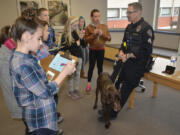 Washougal: K-9 Officer Jeff Galloway attends Gause Elementary School&#039;s first Career Day, where students were shown how skills they&#039;re learning in school can translate in different professions.