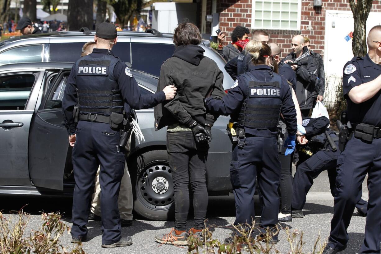 Several protesters were arrested at a pro-Trump rally.