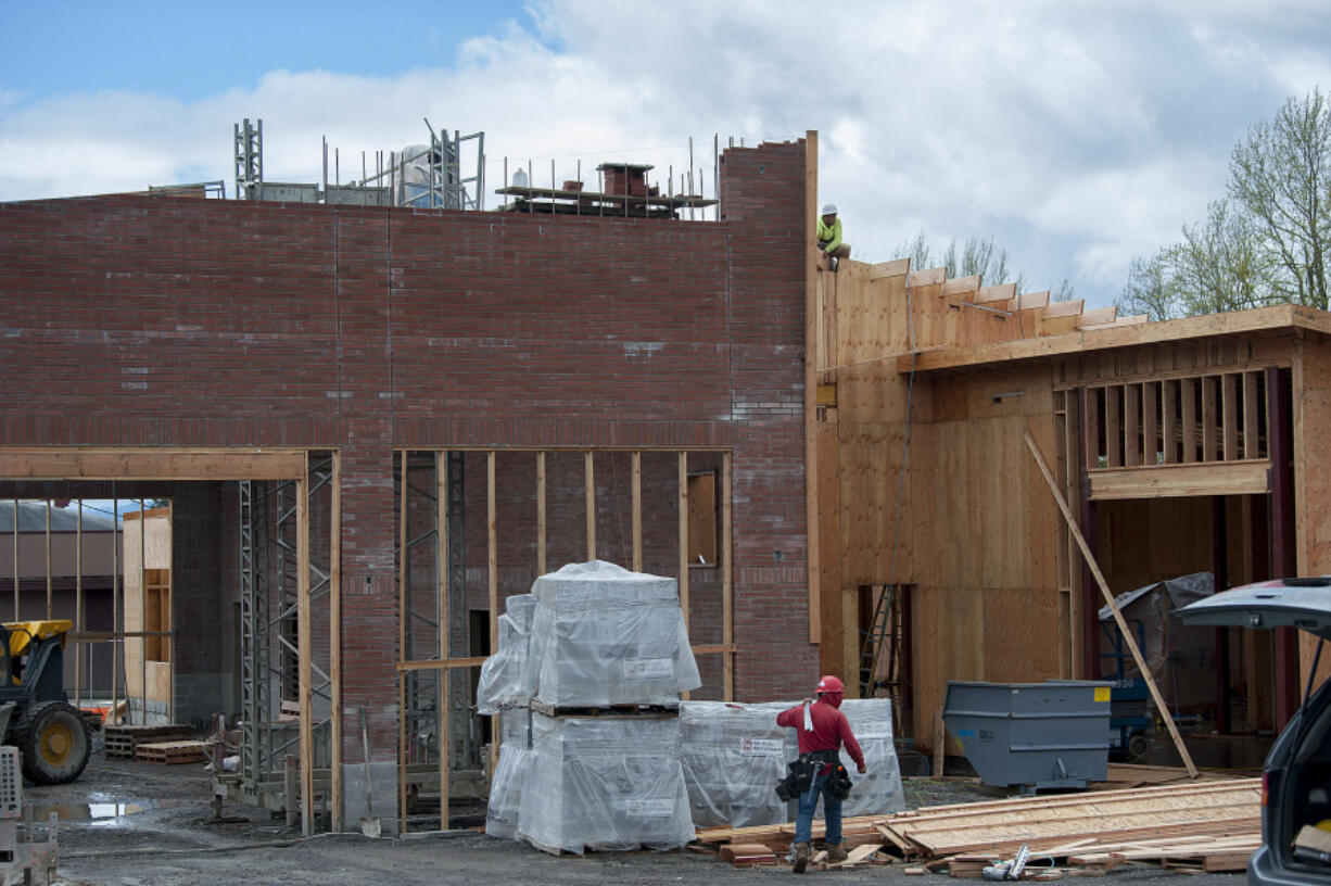 Construction continues at the new Vancouver Fire Department Fire Station 1 at 2607 Main St, late Thursday morning. The department is replacing Stations 1 and 2 in an effort to better serve the west side of the city.