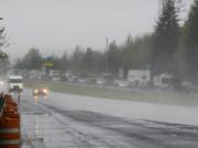 Traffic on I5 north near exit 14 in Ridgefield is seen at a stop, Monday April 24, 2017, because of the Ilani Casino Resort grand opening in La Center.