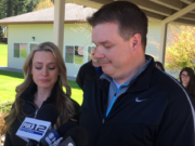 Michelle and Matt Burbank, the parents of missing Camas teen Cole Burbank, plead for him to come home during a press conference Friday afternoon outside Grace Foursquare Church in Camas.