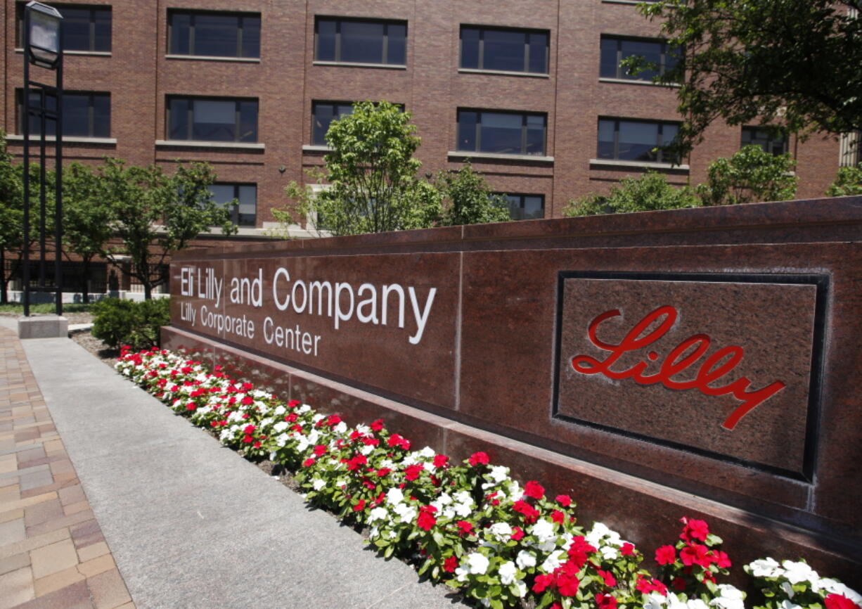 A sign in front of the Eli Lilly and Company corporate headquarters in Indianapolis.