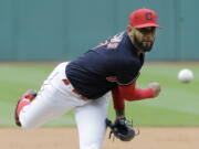 Cleveland Indians starting pitcher Danny Salazar delivers in the first inning of a baseball game against the Seattle Mariners, Saturday, April 29, 2017, in Cleveland.