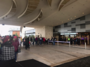 Crowds begin to line up this morning in advance of the 10 a.m. grand opening of the Ilani Casino Resort on April 24.