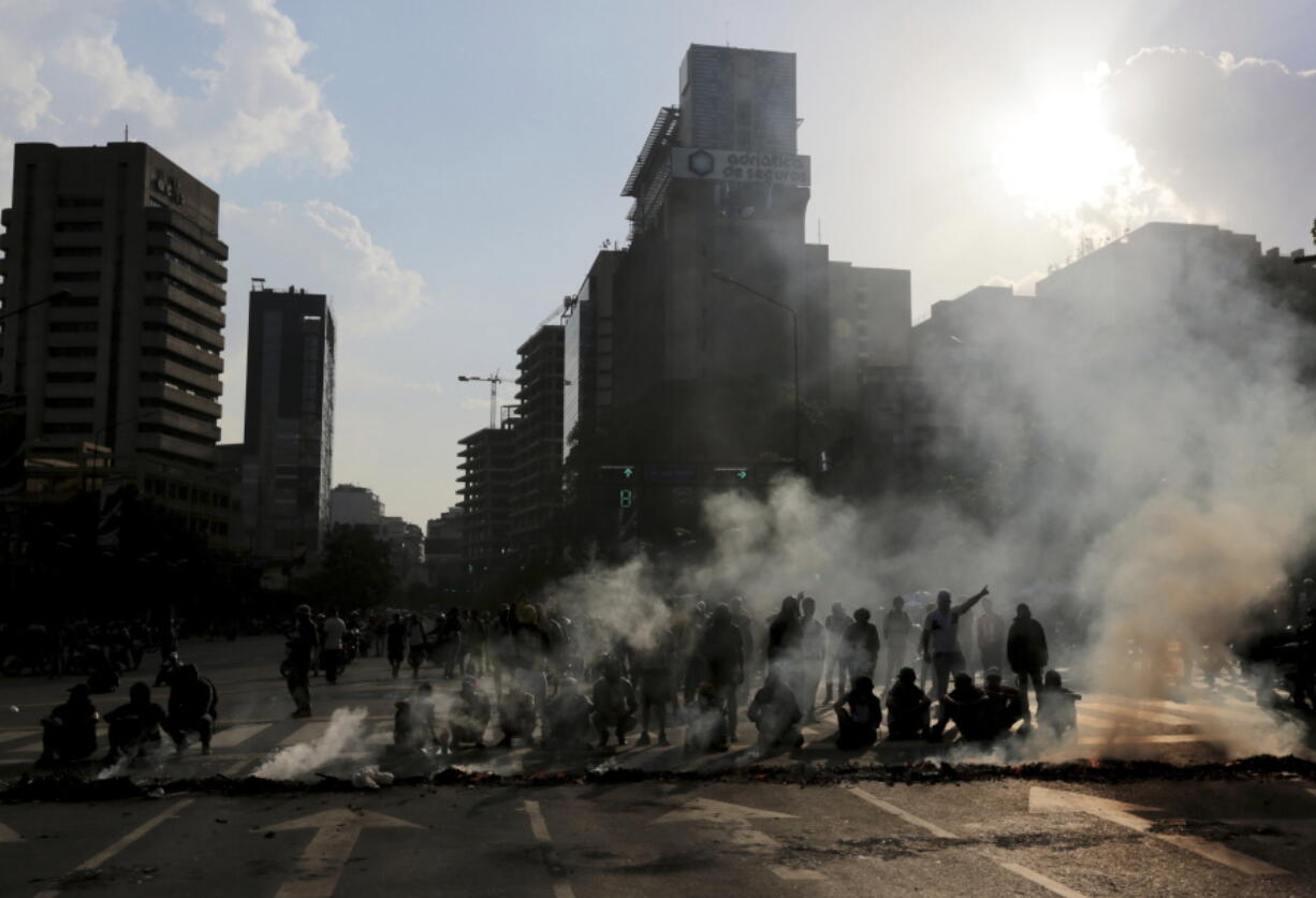 Demonstrators block the Francisco de Miranda highway after a homage to Juan Pablo Pernalete in Caracas, Venezuela, Thursday, April 27, 2017. Pernalete, the latest victim of Venezuela&#039;s unrest, was killed during anti-government protests Wednesday when he was struck by a tear gas canister fired by security forces.