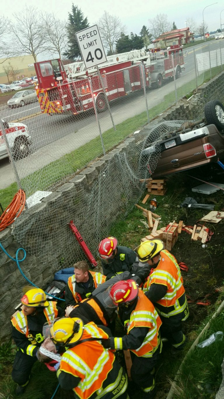 Tyler P. Ellis, 27, was driving a pickup on state Highway 503 that left the road and rolled into a drainage ditch, Washington State Patrol reported. Ellis was treated and released from PeaceHealth Southwest Medical Center.