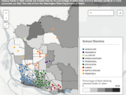 Census tracts in Clark County are shaded here by the percentage of radon tests showing elevated results (4 or more picocuries per liter) This data is from test results collected by the Washington State Department of Health from 1989 to 2006.