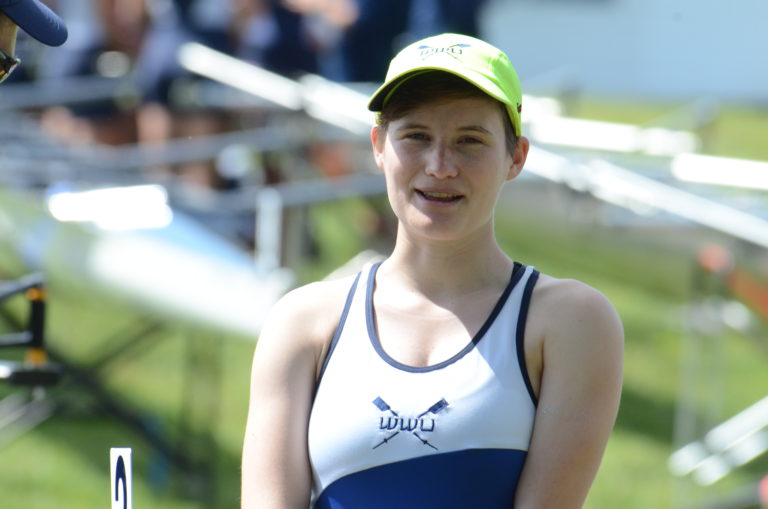 Western Washington junior coxswain Madison Moelhman, a graduate of Columbia River High School.