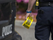 Police respond to the scene of a shooting at PeaceHealth Southwest Medical Center in May 2017.