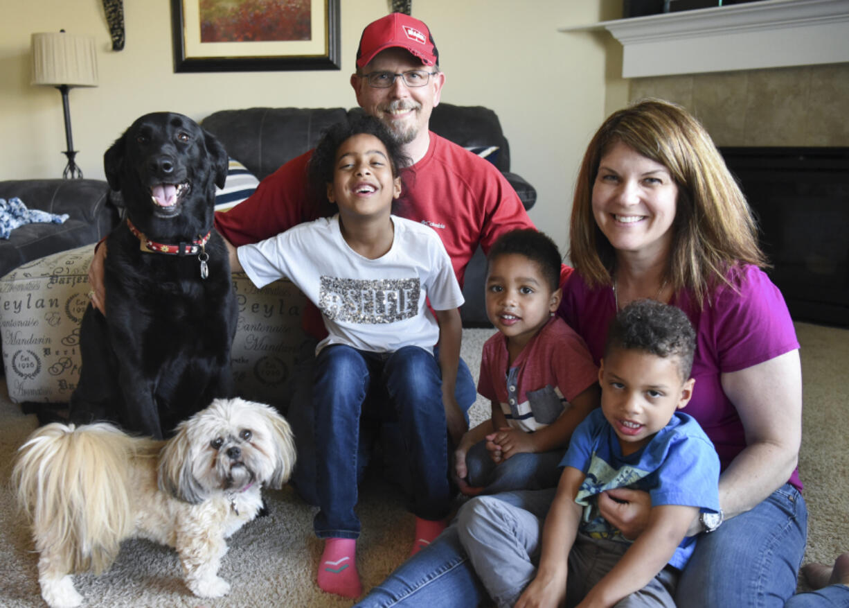 The Granning family poses for a photo at their home in Vancouver.