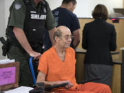 William Terry arrives in the courtroom before making a first appearance in Clark County Superior Court on Tuesday morning.