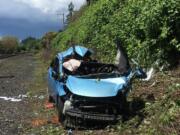 A woman died when this vehicle and a train collided Tuesday morning. Camas police said the driver of the vehicle, which was traveling south on Southwest Viola Street, ran a stop sign prior to the collision.