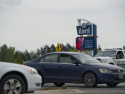 Cars navigate a roundabout near the entrance of Ilani Casino Resort on Saturday. Traffic was heavy at times during the weekend but not nearly as bad as on opening day.