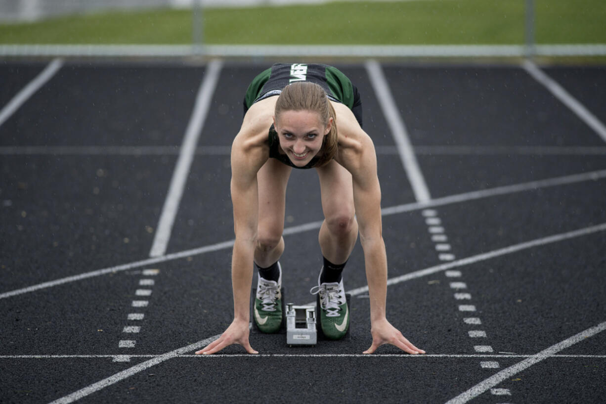 Senior Julia Stepper, 17, is pictured before practice at Woodland High School on Tuesday afternoon, May 2, 2017.