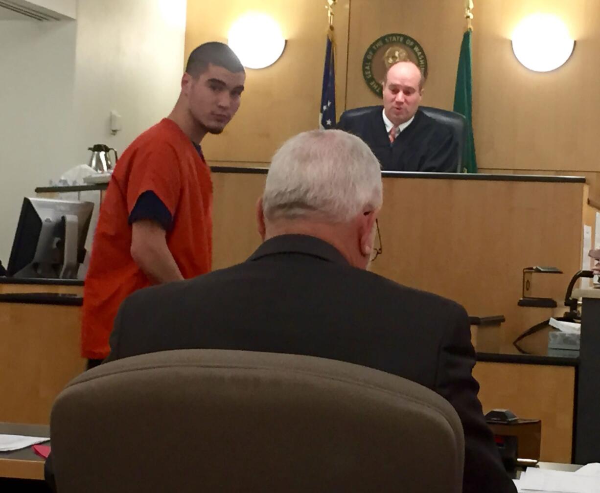 Spencer Pell makes a first appearance in Clark County Superior Court in January 2016 on suspicion of first-degree assault.