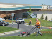 James Doane of C&R Tractor and Landscape keeps the front lawn at Ilani Casino Resort near La Center looking sharp. The casino, which opened April 24, has received 8,000 to 10,000 visitors per day, officials said.