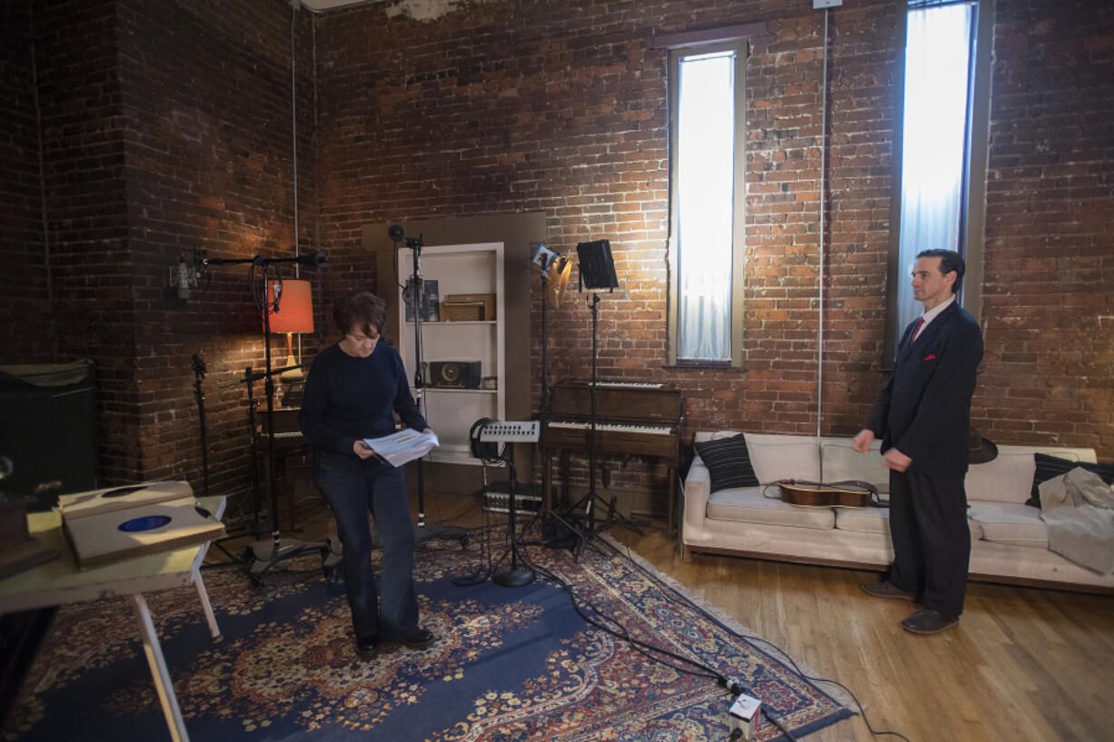 Director Beth Harrington, left, works with actor Petunia at Feng Sway Studio on Wednesday afternoon, April 19, 2017.