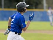 Clark College shortstop Reinaldo Gonzalez had the game-winning hit in the season finale against Lane on Monday, May 15, 2017. (Photo by Randy L.