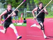 Union pole vaulters Trevor Bushman (left) and Bryce Tyger