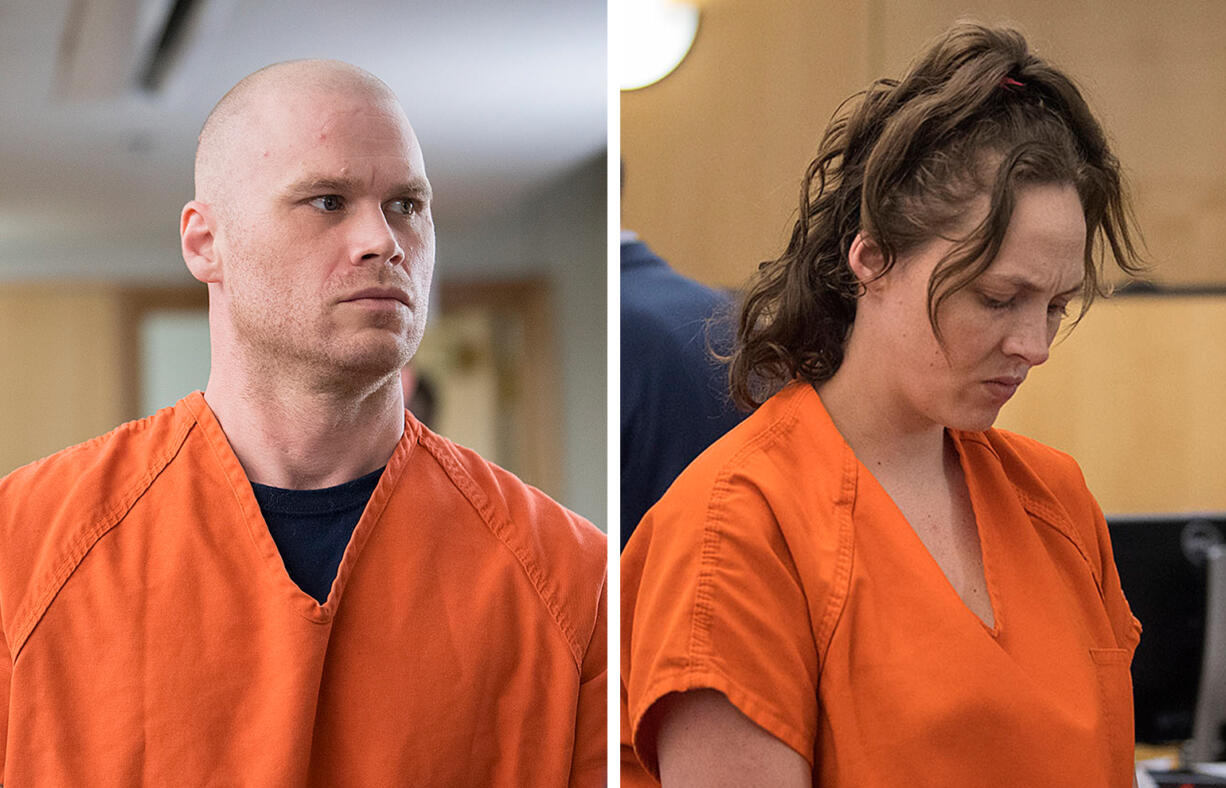 Neil Allen Alway and Ashley Lorraine Barry appear in court May 8 in connection with a Hockinson-area killing.