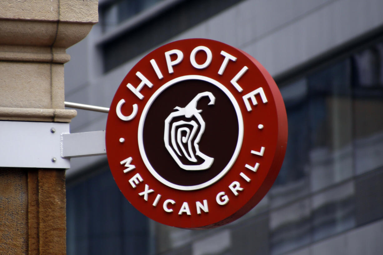 A sign for the Chipotle restaurant is seen in Pittsburgh’s Market Square.