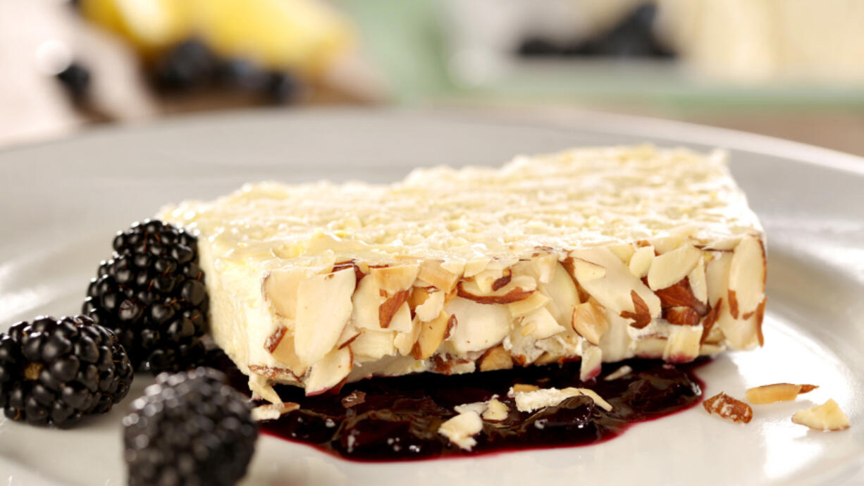 A semifreddo served with a summer berry compote.