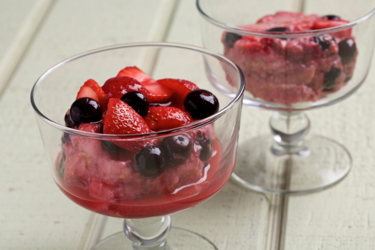 Summer Berry-Banana Puddings.