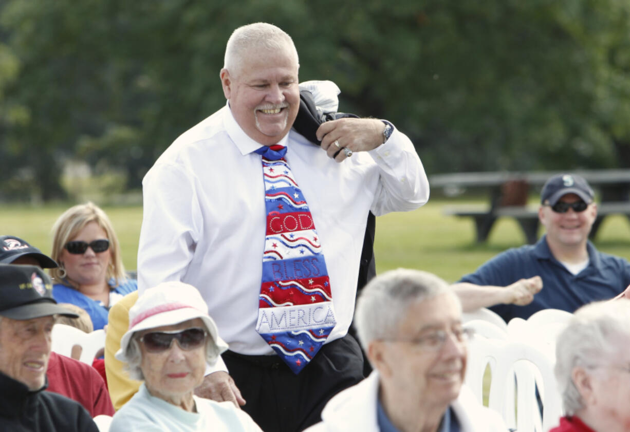 Yacolt Mayor Jeff Carothers at the annual Flag Day Celebration at Fort Vancouver.