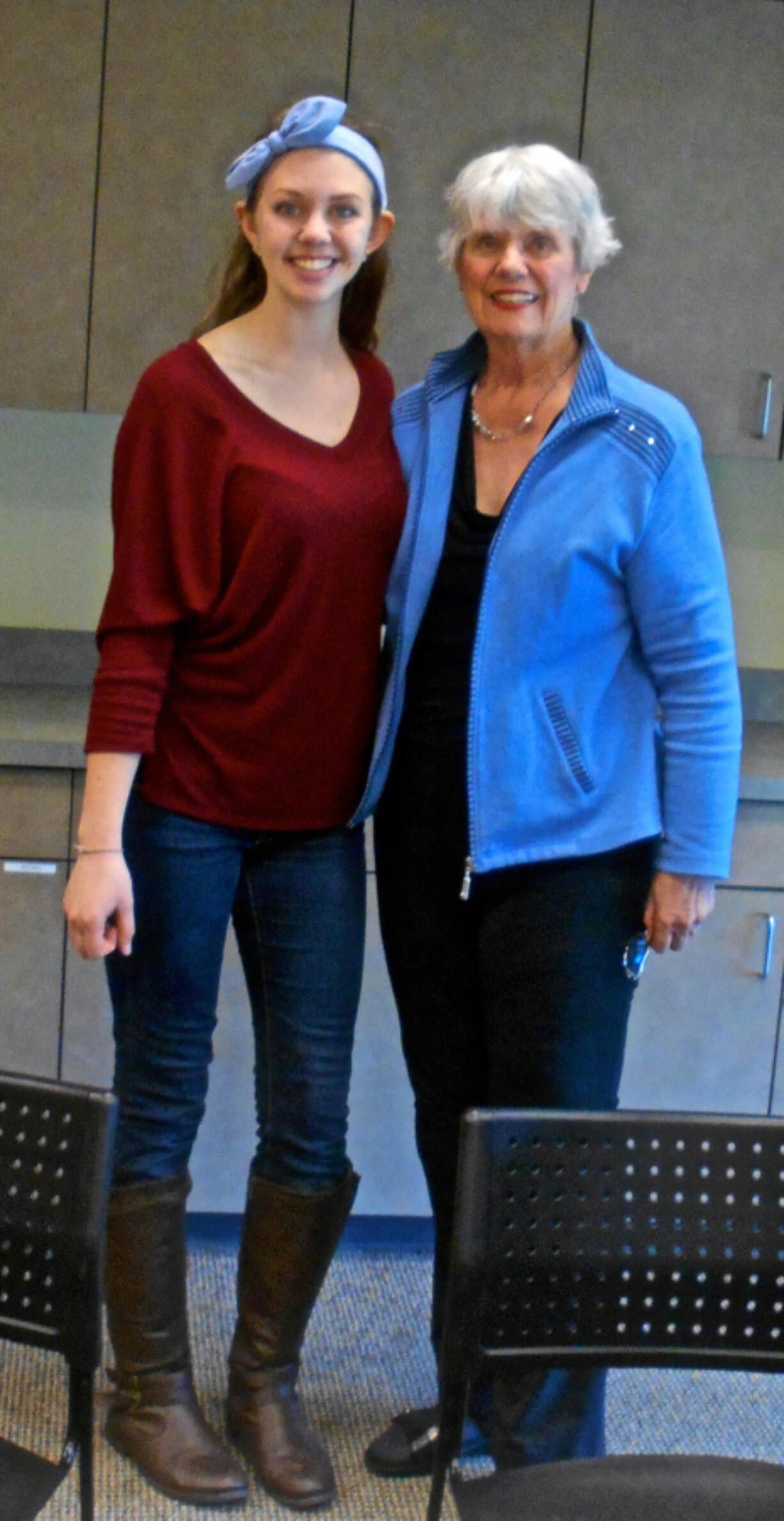 Arnada: The Fort Vancouver chapter of Daughters of the Pioneers of Washington awarded its annual $1,500 scholarship to Janey Bergren, left, whose grandmother, Judy Bergren, is a member of the group. The two are descendants of William McCall and Matilda Markley, Washington settlers during or prior to 1870.