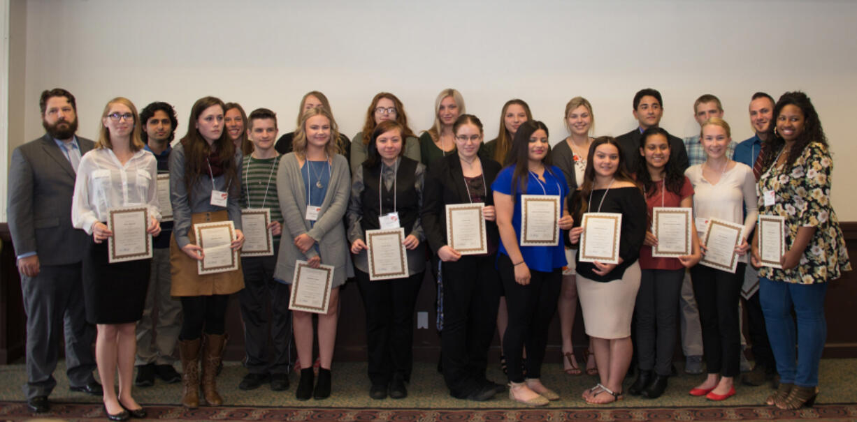 Esther Short: Some of the scholarship winners at a luncheon hosted by the Vancouver Rotary Foundation, which awarded $88,000 to local high school and college students.