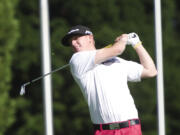 Robbie Ziegler drives off the 10th tee of the final day of the Royal Oaks Invitational at Royal Oaks Country Club in Vancouver on Sunday, June 11, 2017.