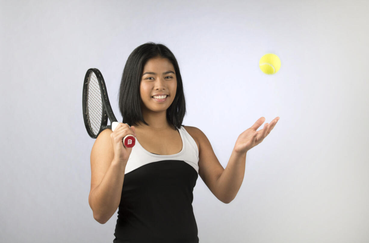 Tennis standout Hannah Gianan of Camas High School is pictured at The Columbian on Tuesday afternoon, June 6, 2017.