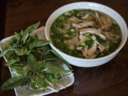 Chicken noodle soup pho is pictured at Saigon Restaurant in northeast Vancouver.