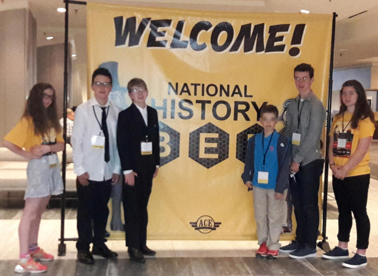 Clark County: The six Vancouver Public Schools students who earned trips to the National Championships of the Elementary and Middle School History Bee in Atlanta, Ga., earlier this month, from left: Shaylin Murphy of Eisenhower Elementary School, Matthew McRae of Felida Elementary School, Josh Wuethrich of Eisenhower, Tim Puruckherr of Felida, Andrew Douglas of Jason Lee Middle School and Allison Underland of Gaiser Middle School.